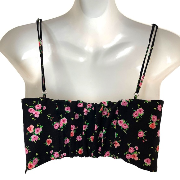NWOT Zara Black/Pink Floral Corset Crop Top (S) - Picture 8 of 13